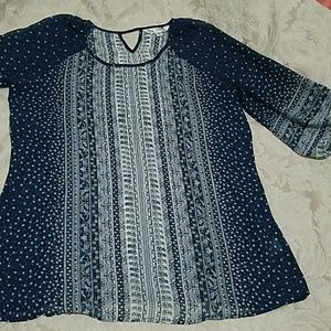 Blue & White print Blouse